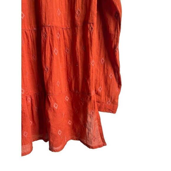 Anthropologie x Pilcro Orange Embroidered Peplum Boho Peasant Top Diamond XS - Picture 7 of 8